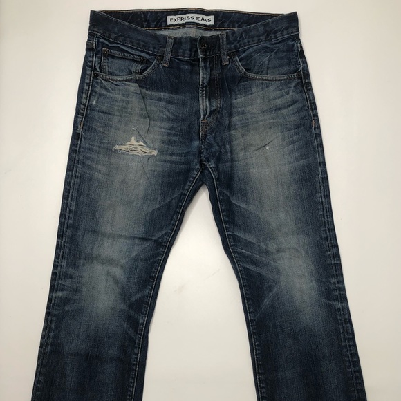 Express Womens Dark Wash Distressed Denim Sz: 32 - Picture 2 of 10